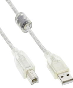 InLine® USB 2.0 kabel, A i B, prozirni, s feritnom jezgrom, Dužina kabela, 0,5-5m