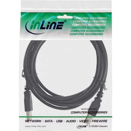 InLine® USB 2.0 kabel, A i B, crni, Dužina kabela, 0,5-5m - Slika 3
