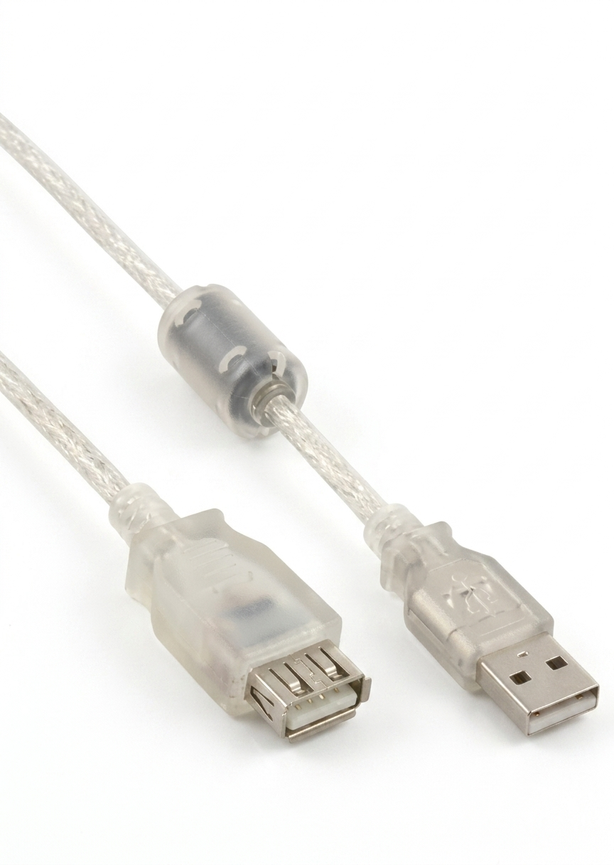 InLine® USB 2.0 produžni kabel tipa A s feritnom jezgrom, prozirni, Dužina, 0,5-5m
